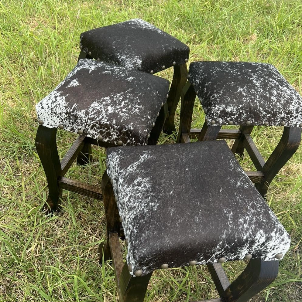 Peppered Cowhide Bar Stools