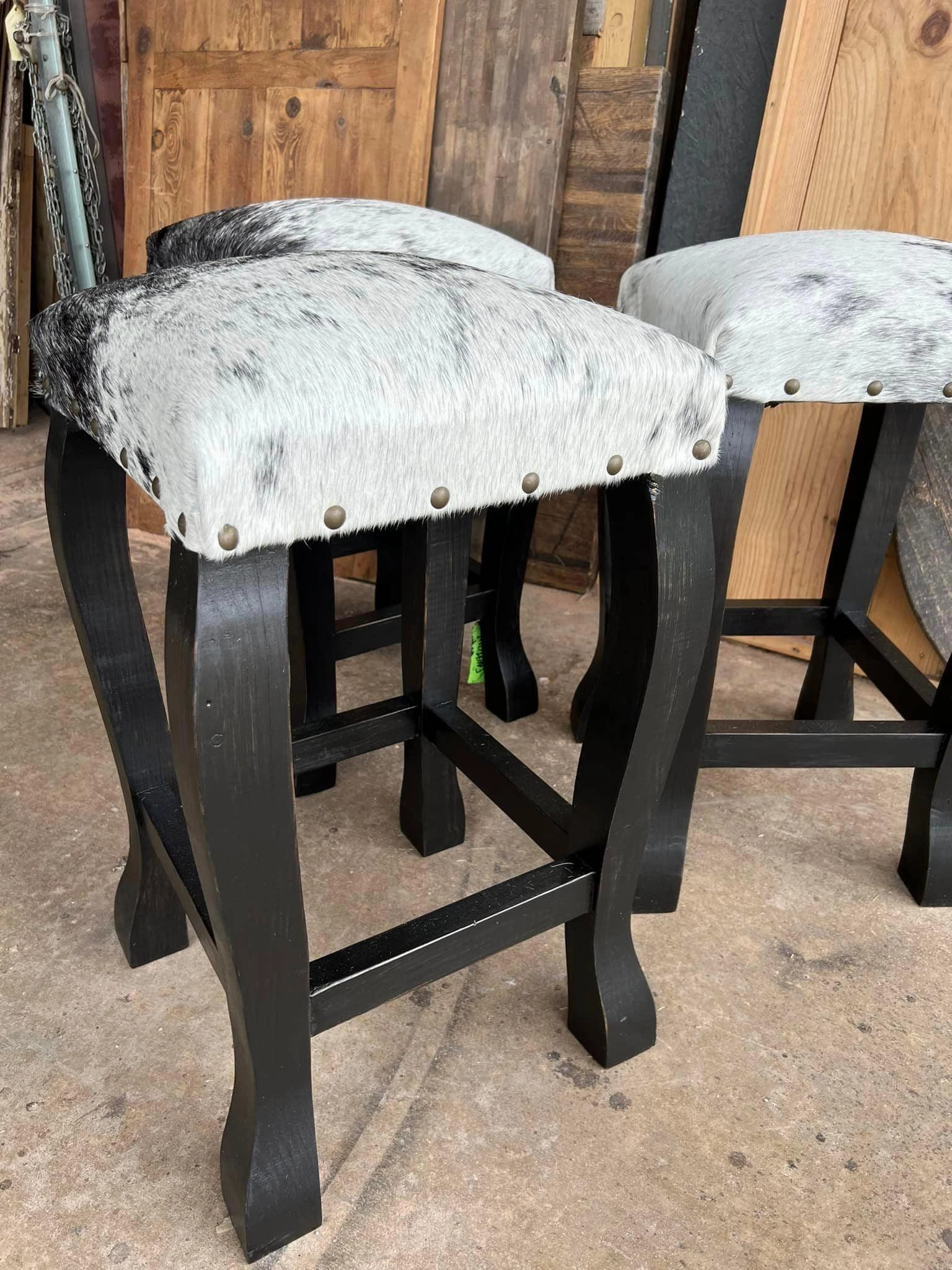 Peppered Cowhide Bar Stools