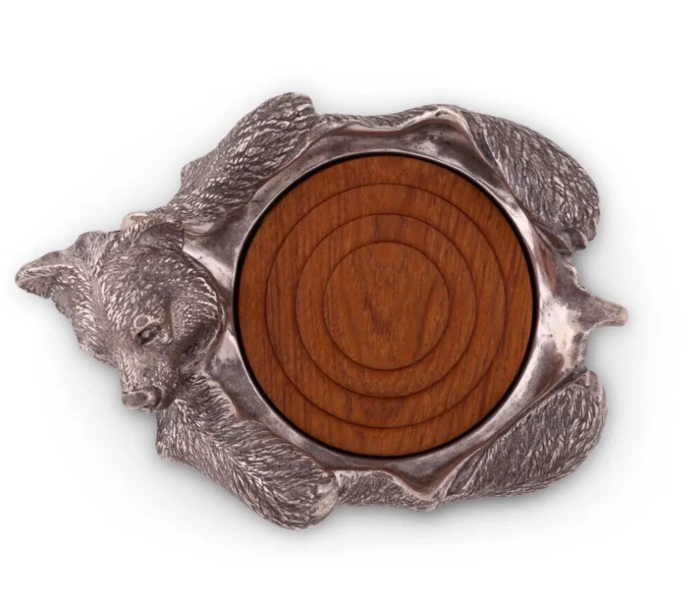 Pewter Bear Wine Bottle Coaster