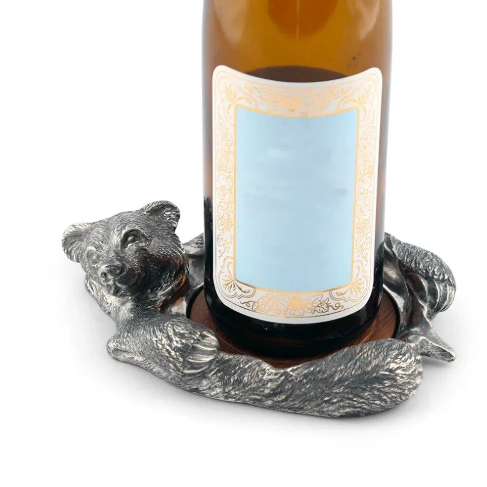 Pewter Bear Wine Bottle Coaster