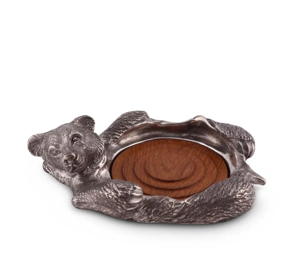 Pewter Bear Wine Bottle Coaster