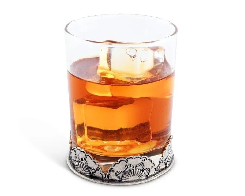 Pewter Concho Double Old Fashioned Glasses