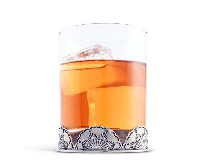 Pewter Concho Double Old Fashioned Glasses