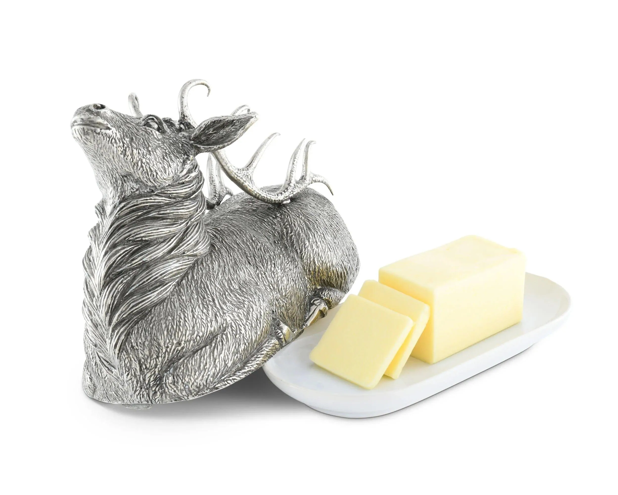 Pewter Elk Butter Dish