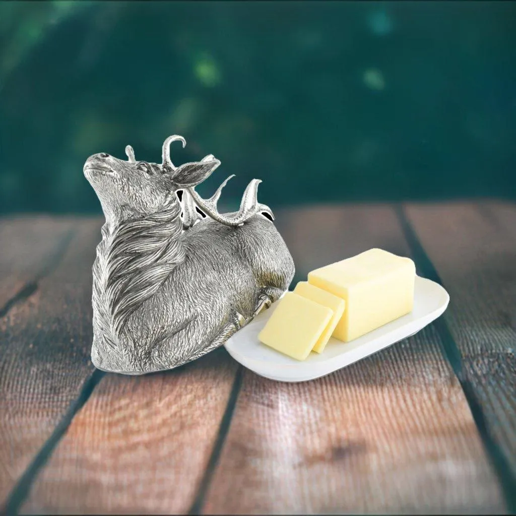 Pewter Elk Butter Dish
