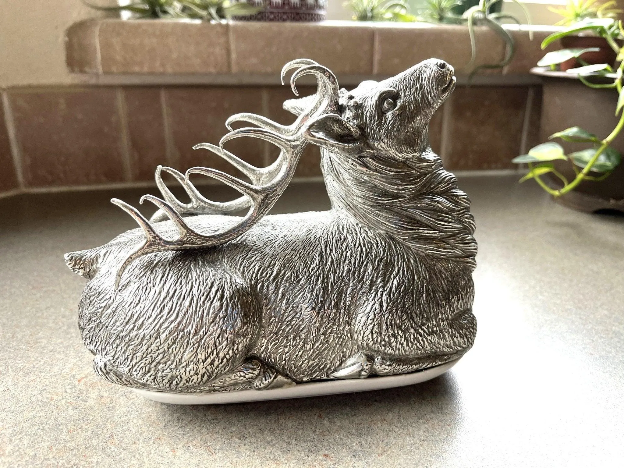 Pewter Elk Butter Dish