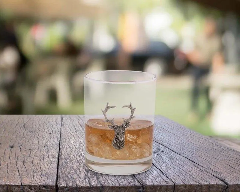 Pewter Elk Double Old Fashioned Glasses