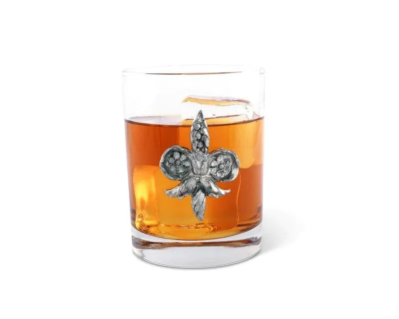Pewter Embellished Fleur De Lis Bar Glasses