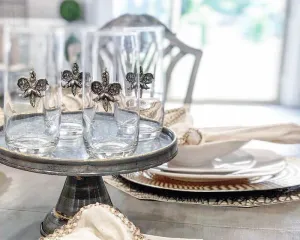 Pewter Embellished Fleur de Lis Tumblers toilet seat cover, slow close seat