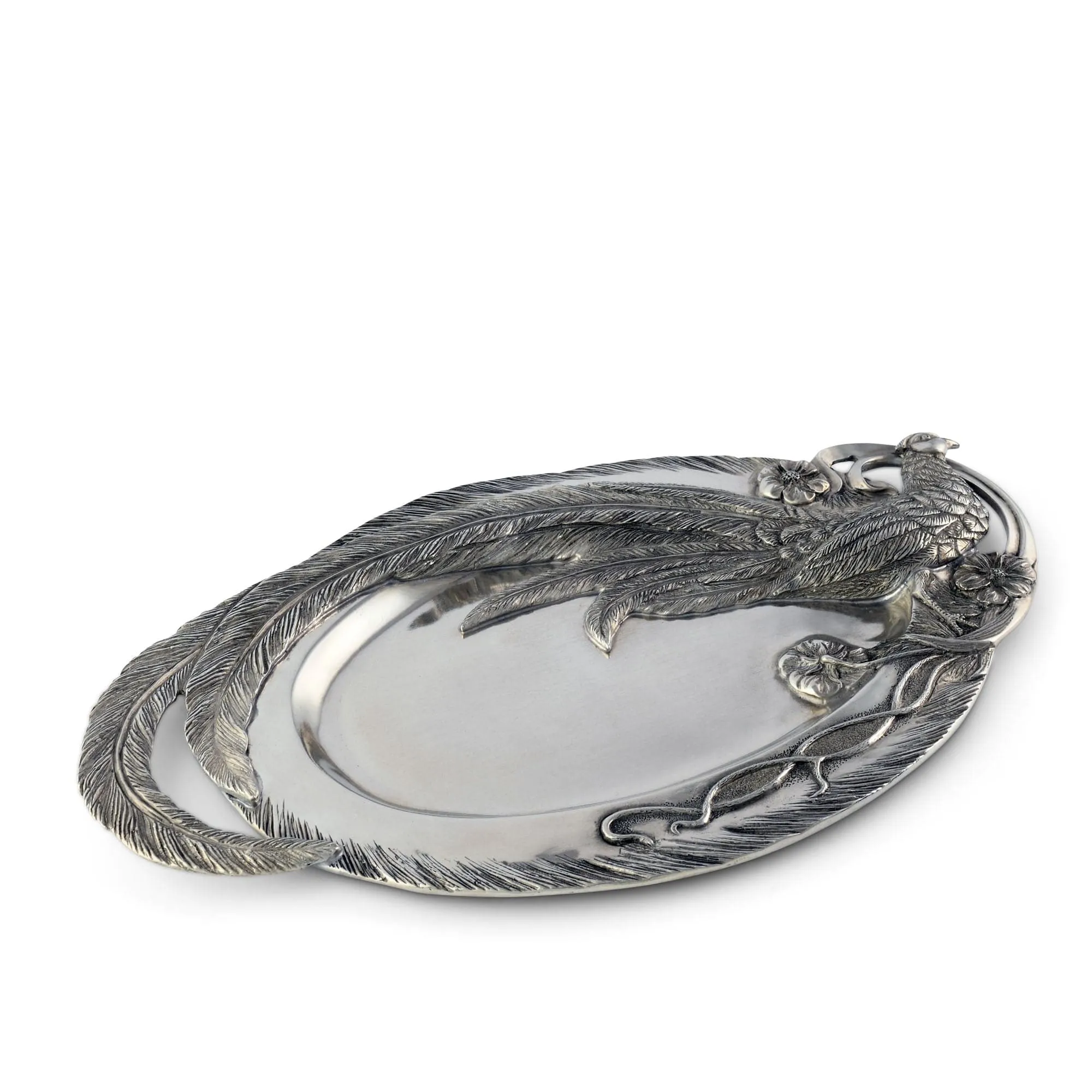 Pewter Pheasant Oval Serving Tray