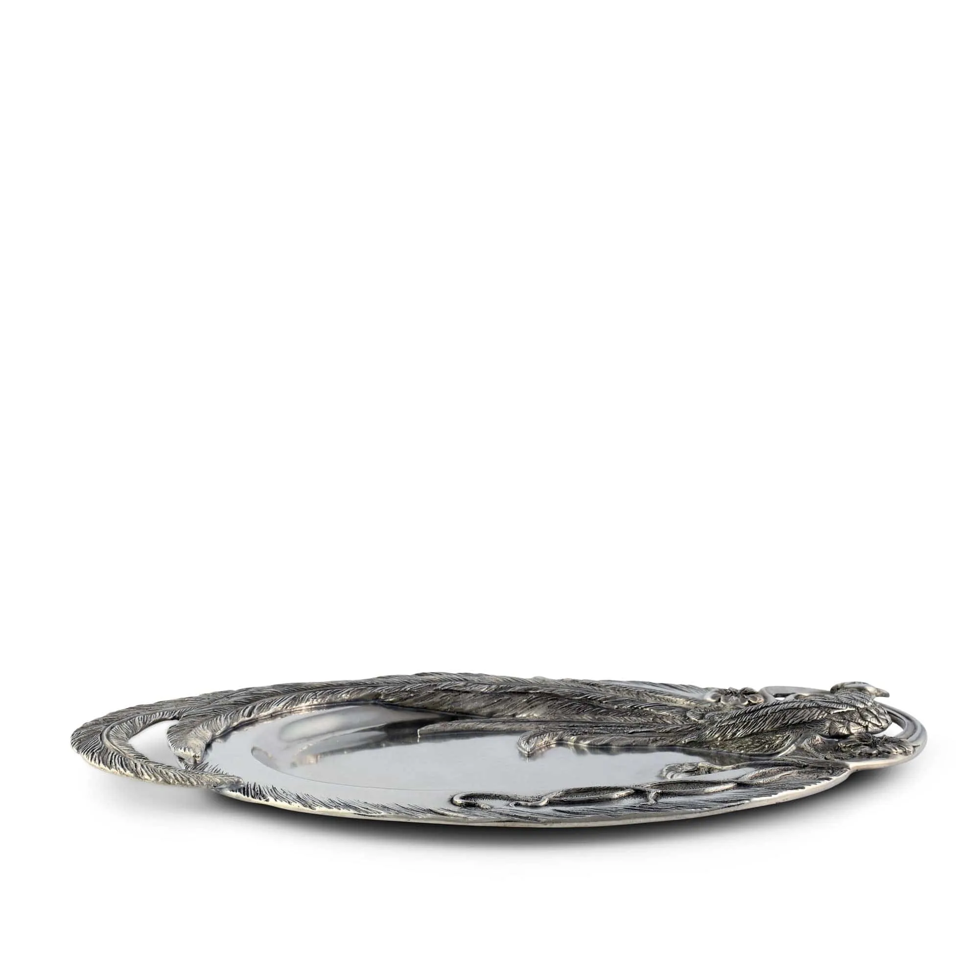 Pewter Pheasant Oval Serving Tray