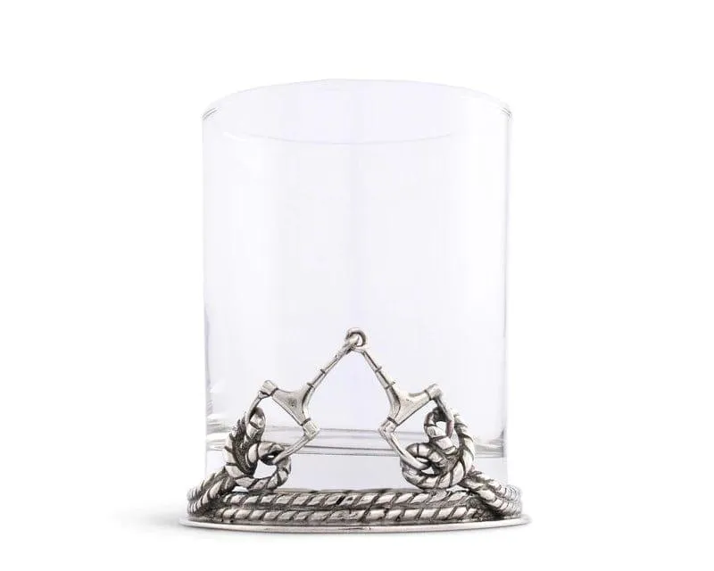 Pewter Snaffle Bit & Rope Double Old Fashioned Glasses