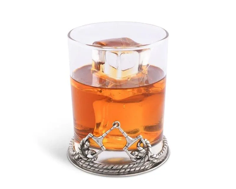 Pewter Snaffle Bit & Rope Double Old Fashioned Glasses