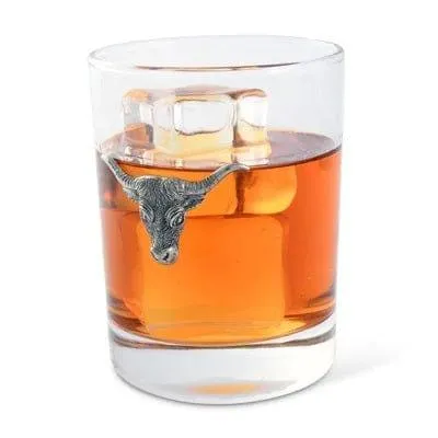 Pewter Steer Head Double Old Fashioned Glasses