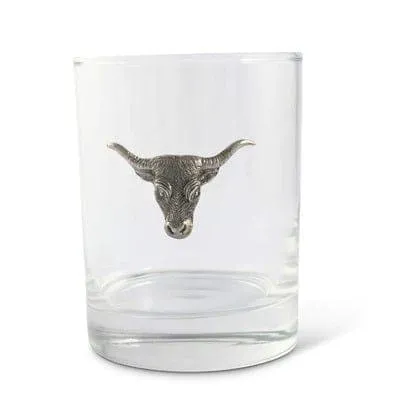 Pewter Steer Head Double Old Fashioned Glasses