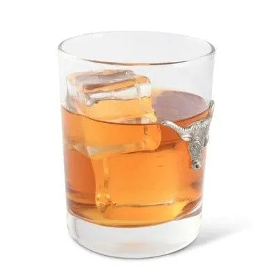 Pewter Steer Head Double Old Fashioned Glasses