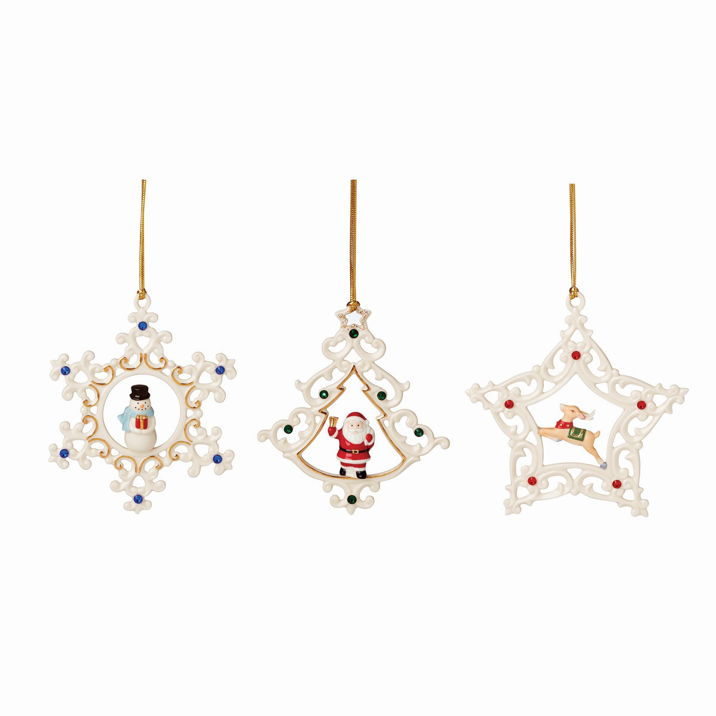Pierced Gem Ornaments - Set Of 3