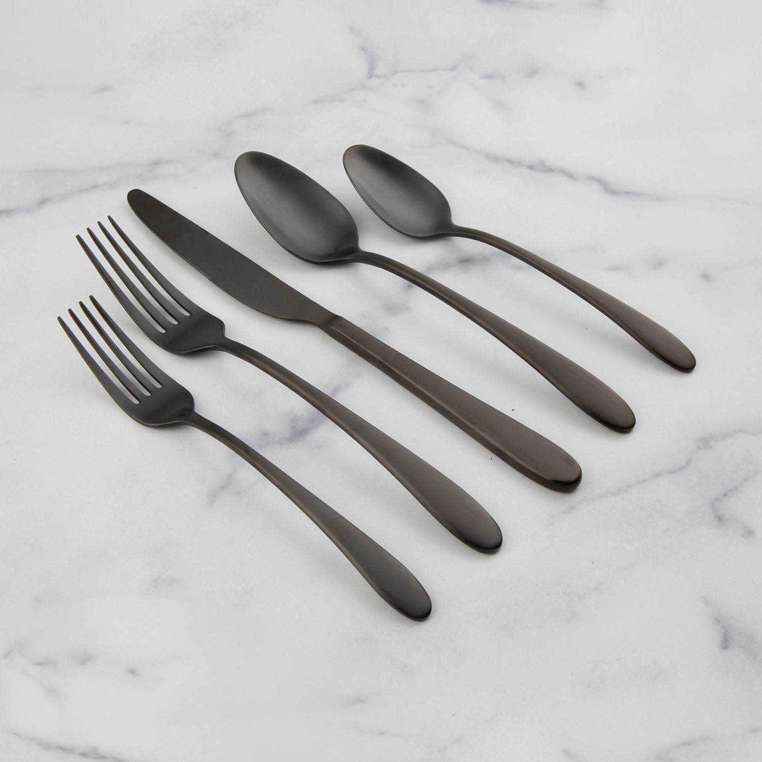 Poet Black Satin 20 Piece Flatware Set