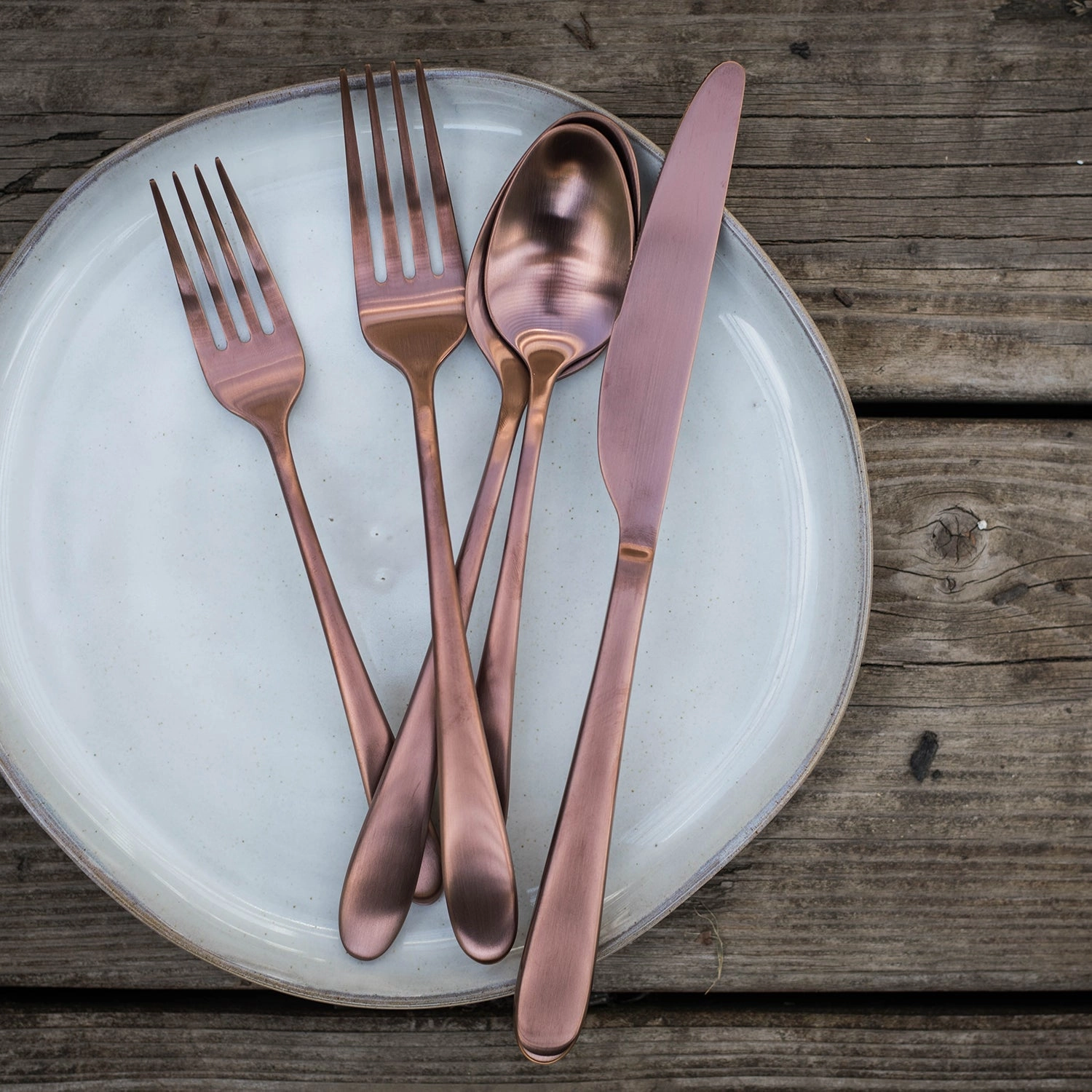 Poet Copper Satin 20 Piece Flatware Set
