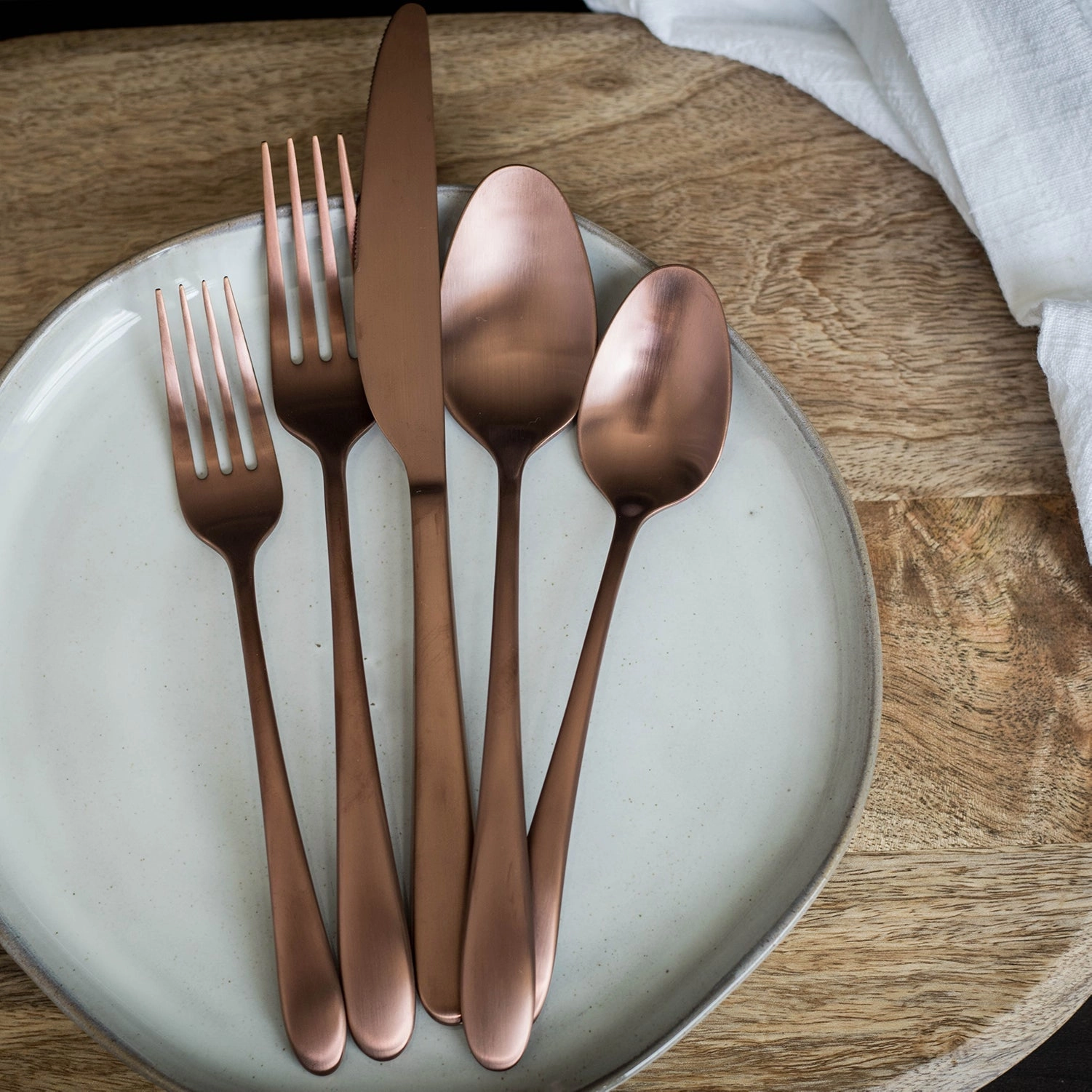 Poet Copper Satin 20 Piece Flatware Set
