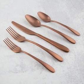 Poet Copper Satin 20 Piece Flatware Set
