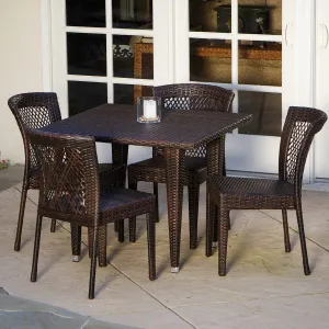Point 5-pieces Outdoor Patio Brown Wicker Dining Set - NH273532 patio chairs, outdoor seating