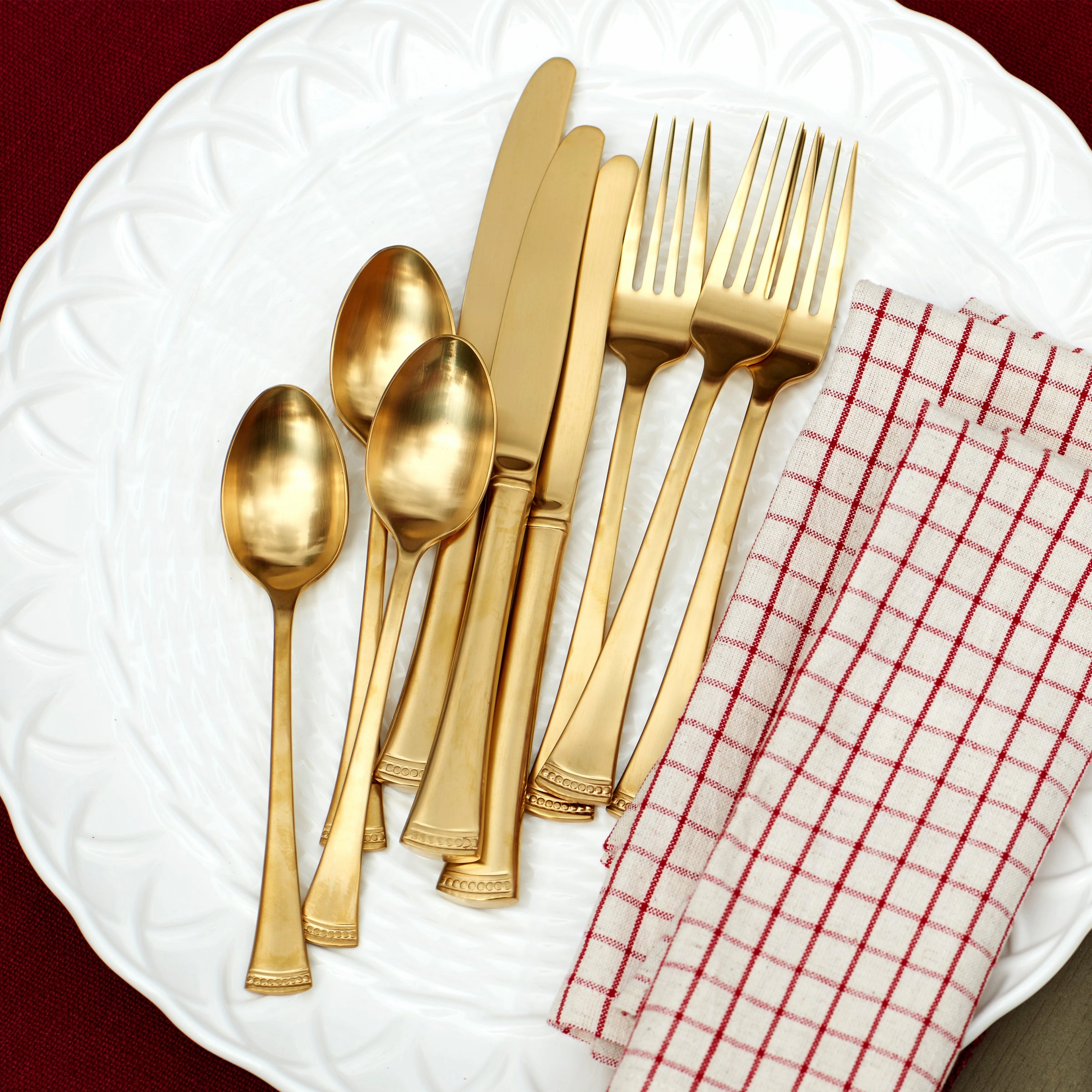 Portola Gold Satin 20 Piece Flatware Set