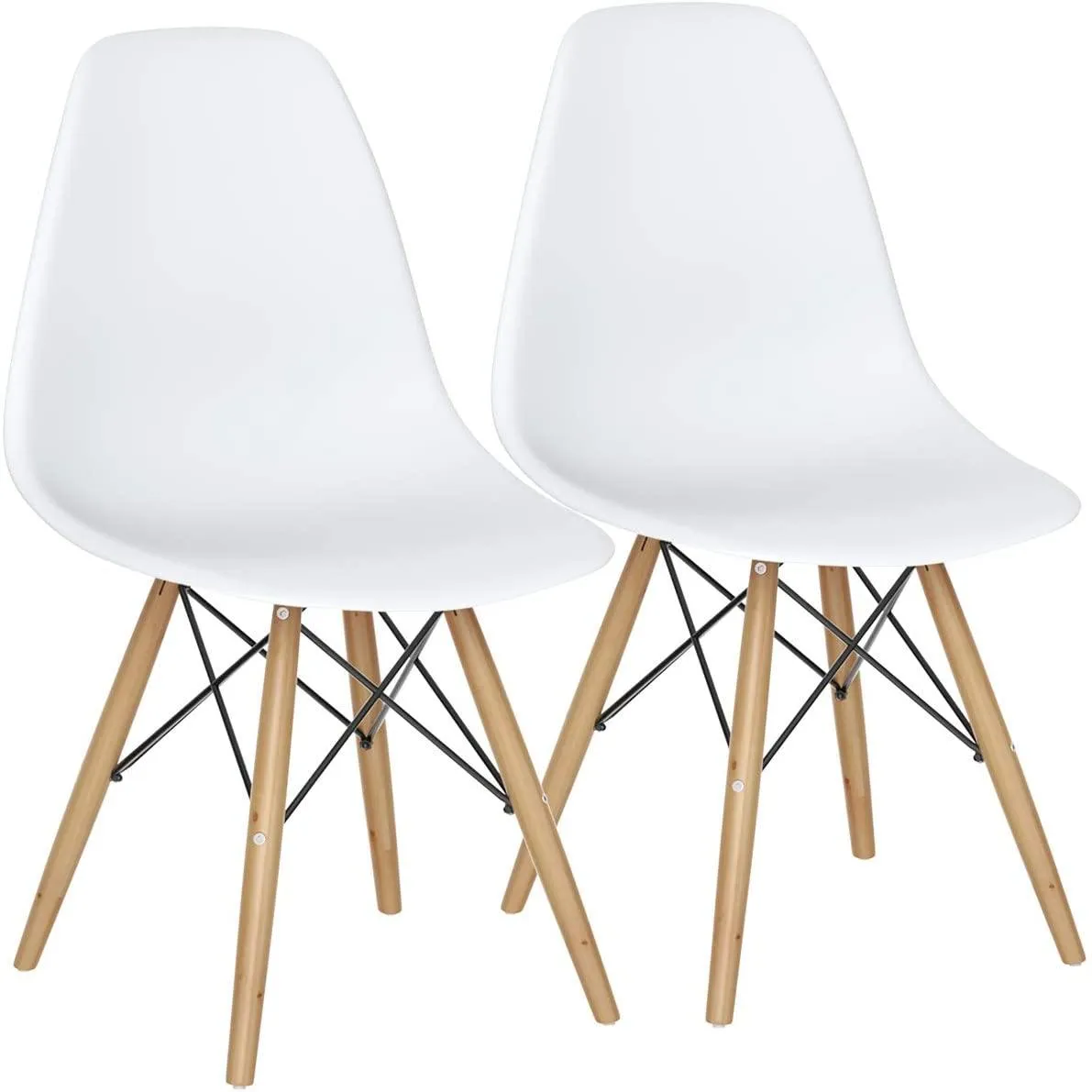 Pre Assembled Mid Century Modern Dining Chairs Set of 2, White set of dining chairs, wooden chairs