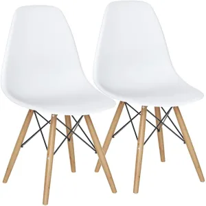 Pre Assembled Mid Century Modern Dining Chairs Set of 2, White set of dining chairs, wooden chairs