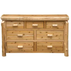 Premium Cedar Log 7 Drawer Dresser bedroom furniture, nightstand