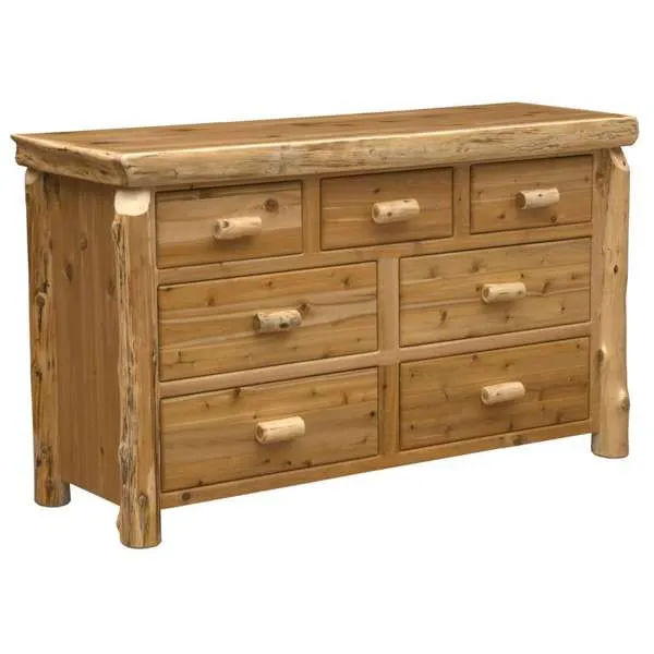 Premium Cedar Log 7 Drawer Dresser