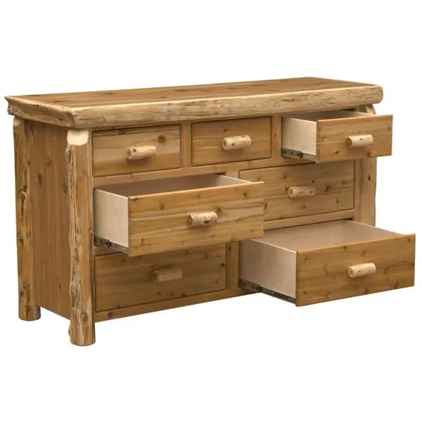 Premium Cedar Log 7 Drawer Dresser