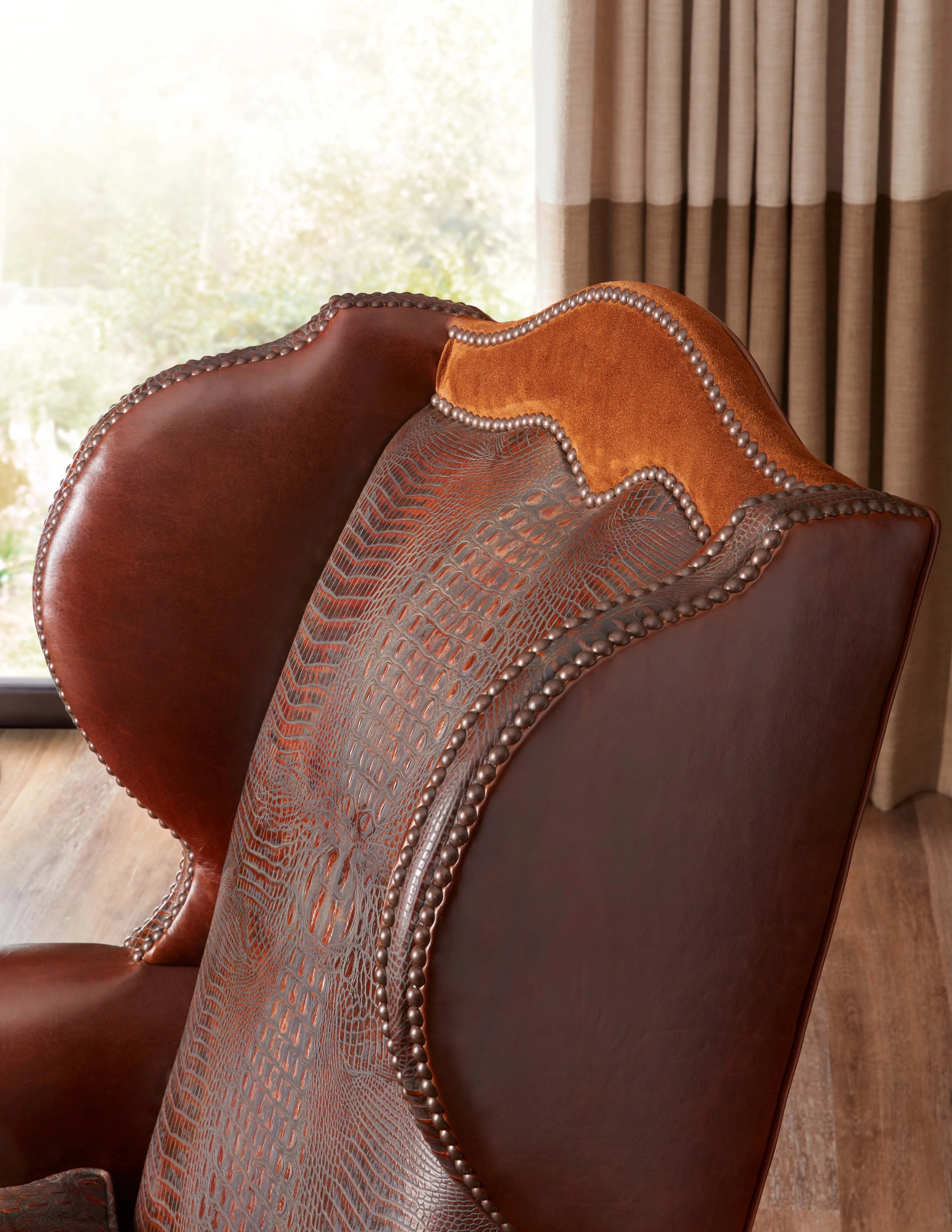 Pride of the Nile -  Croc Leather Wingback Chair