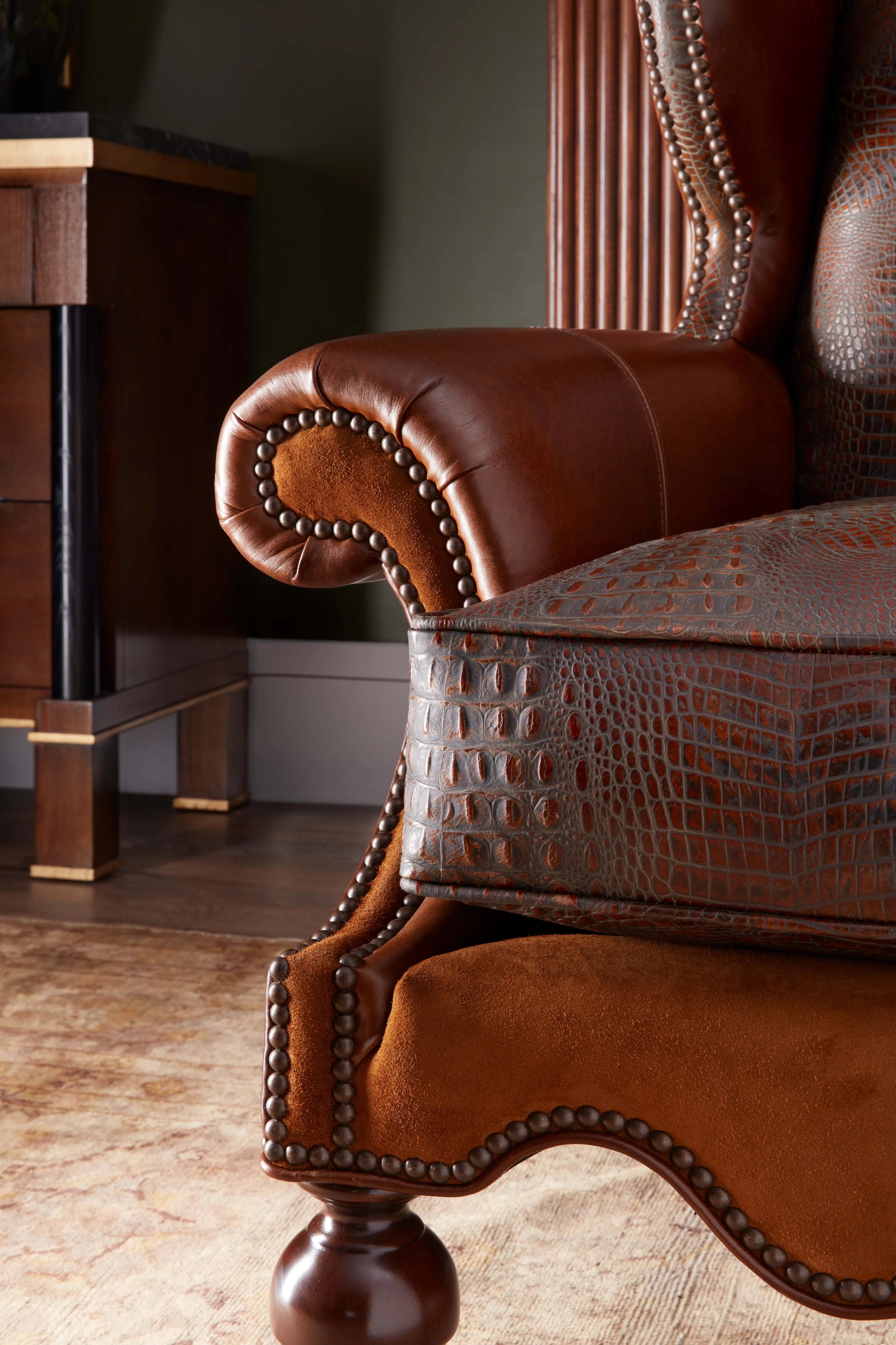 Pride of the Nile -  Croc Leather Wingback Chair