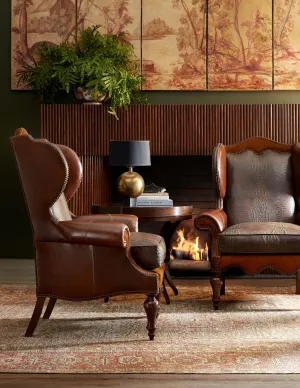 Pride of the Nile -  Croc Leather Wingback Chair vanity mirror, wall mirror