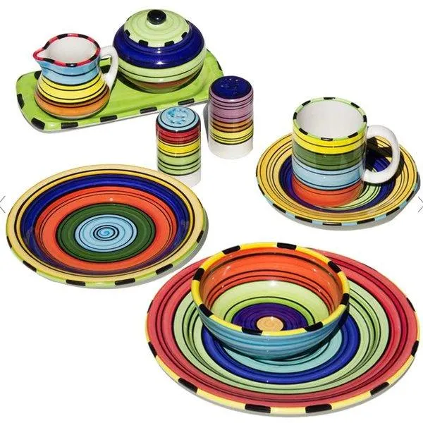 Puebla Stripe Rimmed Soup Bowls
