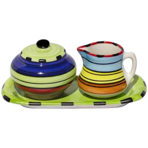 Puebla Stripe Sugar & Creamer Set shower curtain, waterproof liner