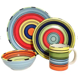 Puebla Stripes - Colorful Dinnerware toilet seat cover, slow close seat