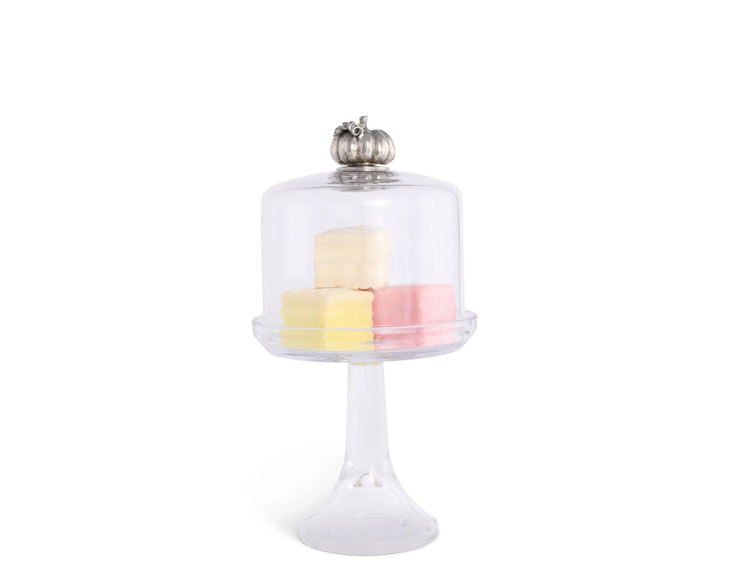 Pumpkin Handle Hand Blown Glass Cake Stand