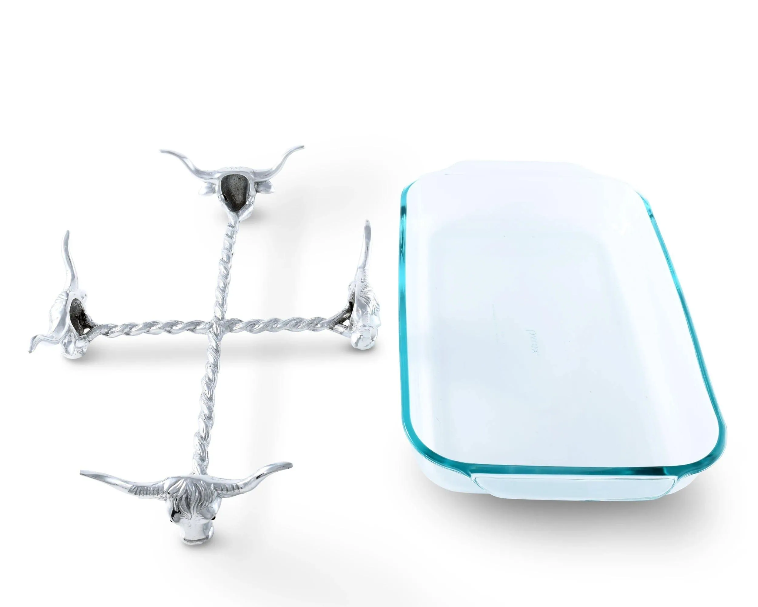 Pyrex Baking Dish with Longhorn Steer Stand