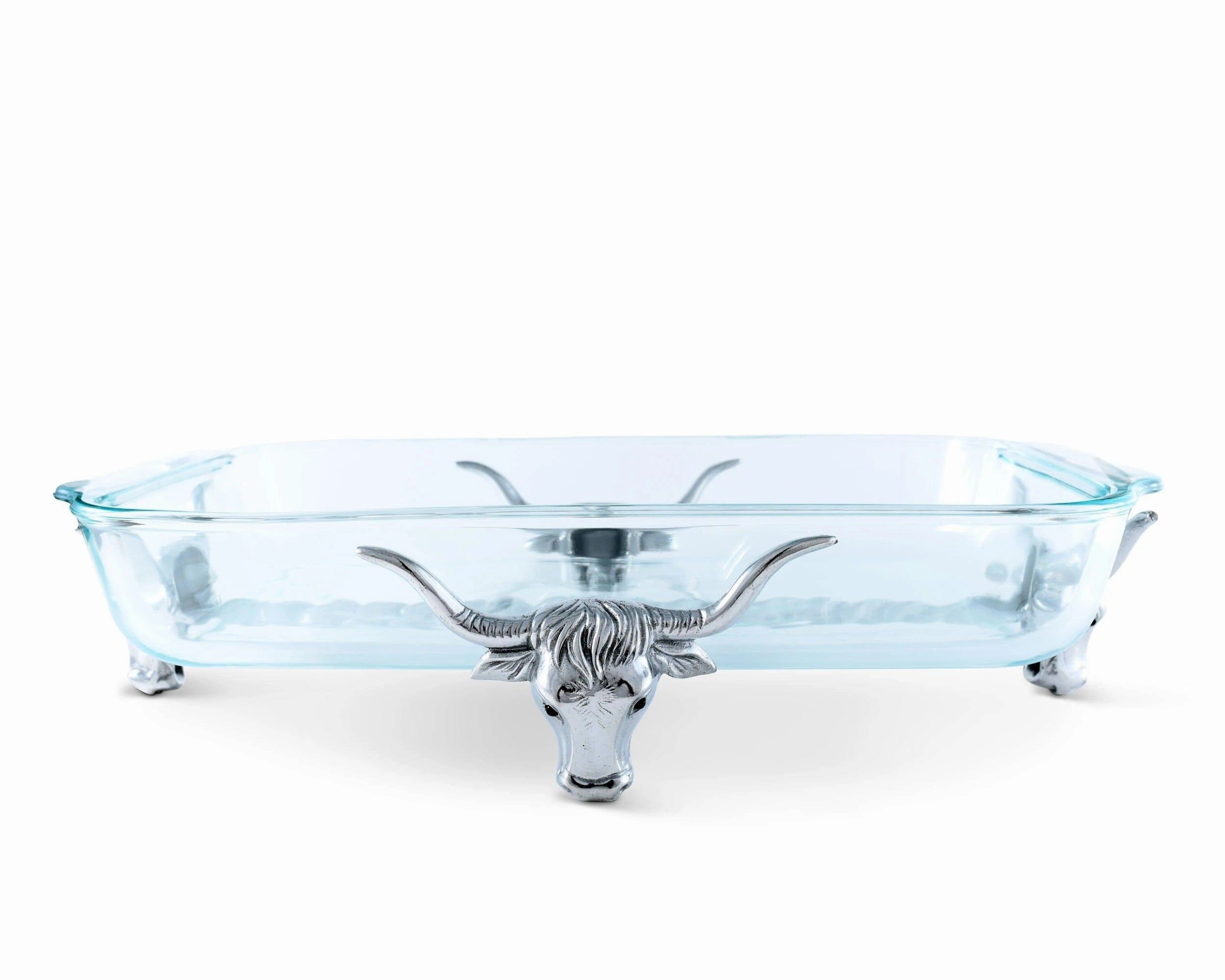 Pyrex Baking Dish with Longhorn Steer Stand