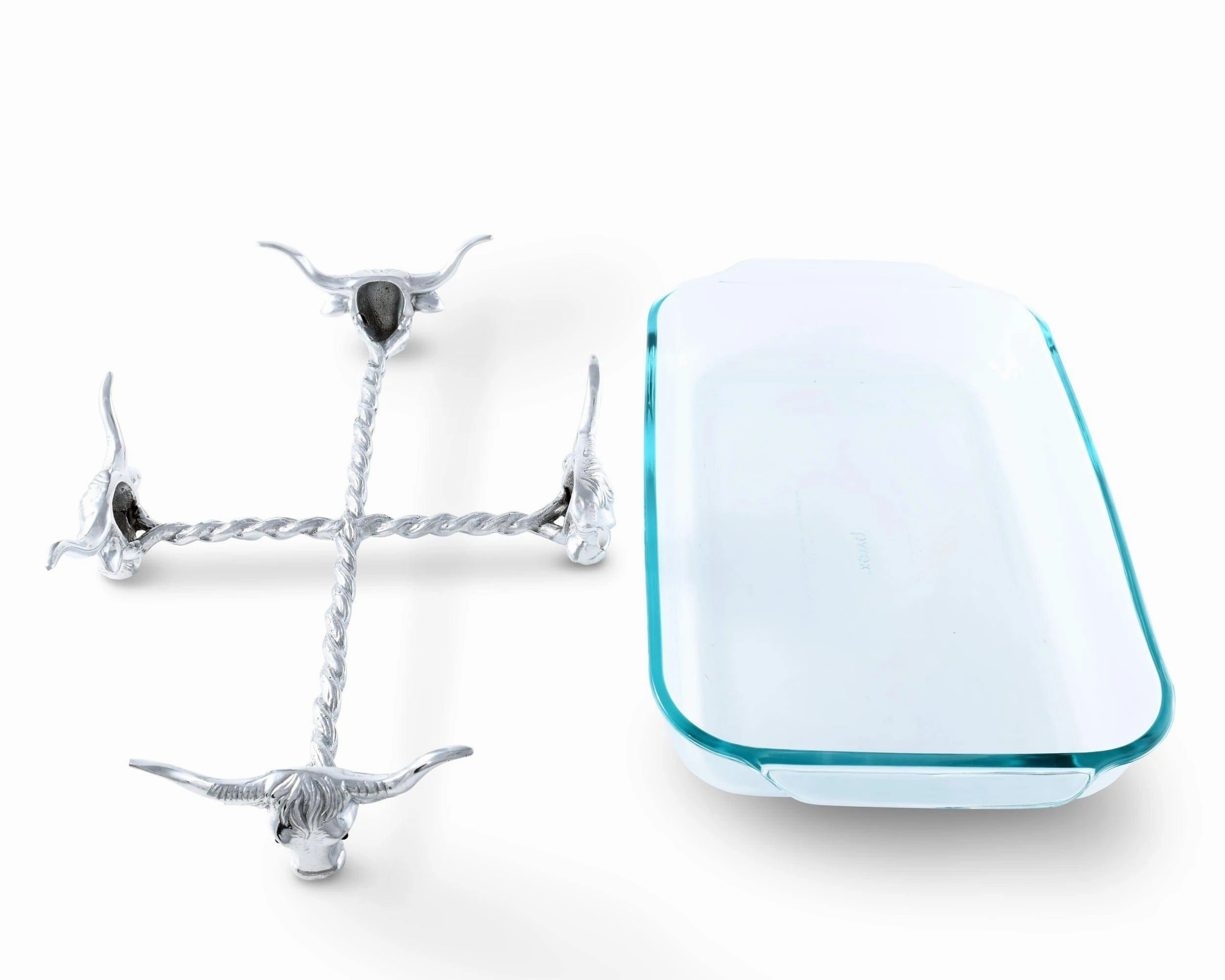 Pyrex Baking Dish with Longhorn Steer Stand