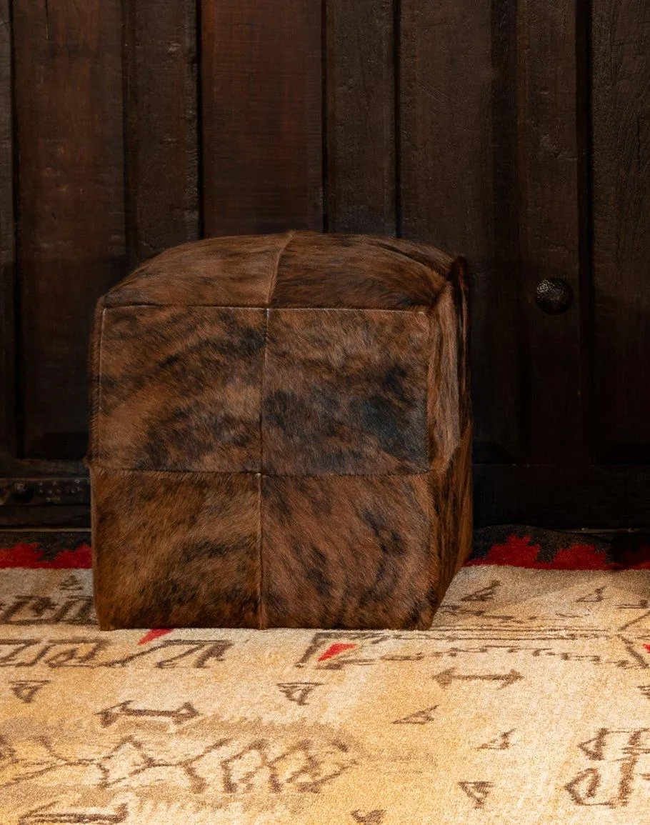 Quatro Panel Cowhide Cube Ottoman