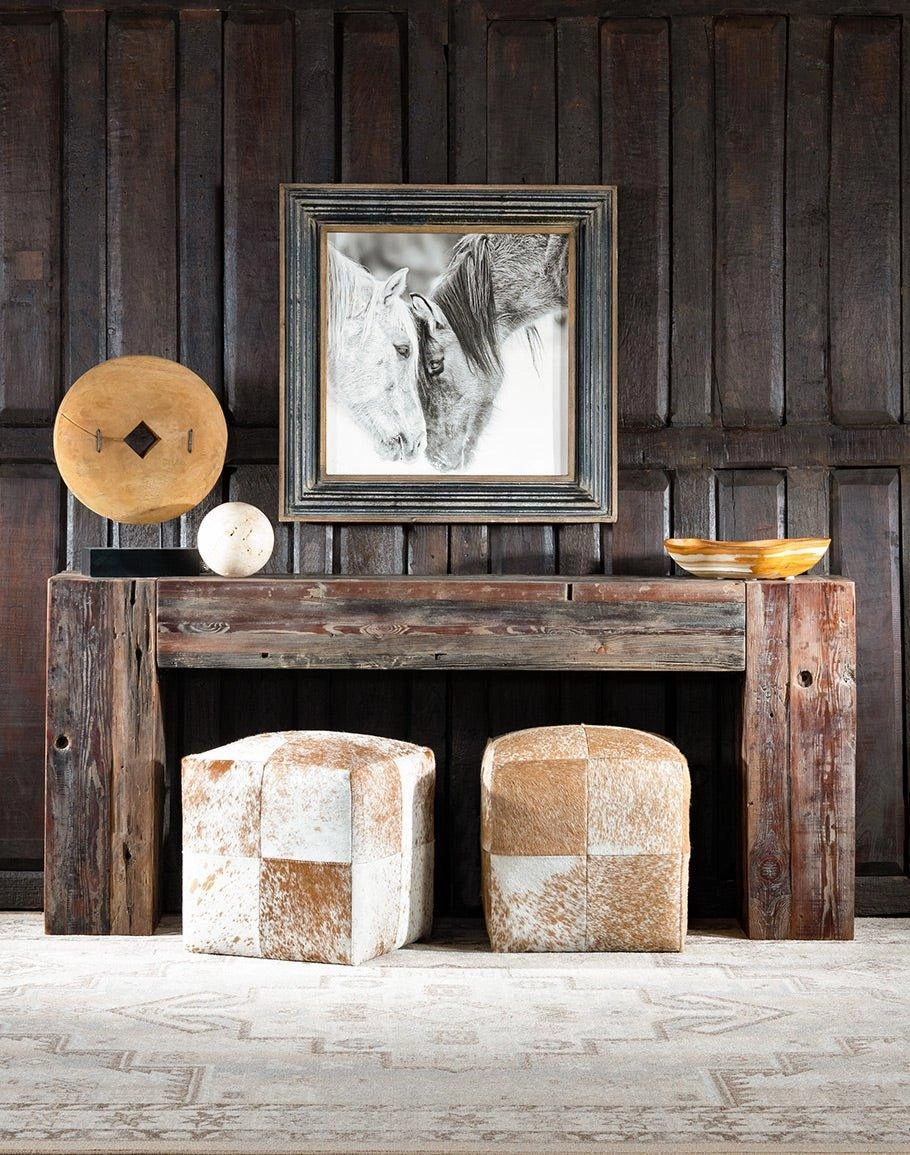 Quatro Panel Cowhide Cube Ottoman