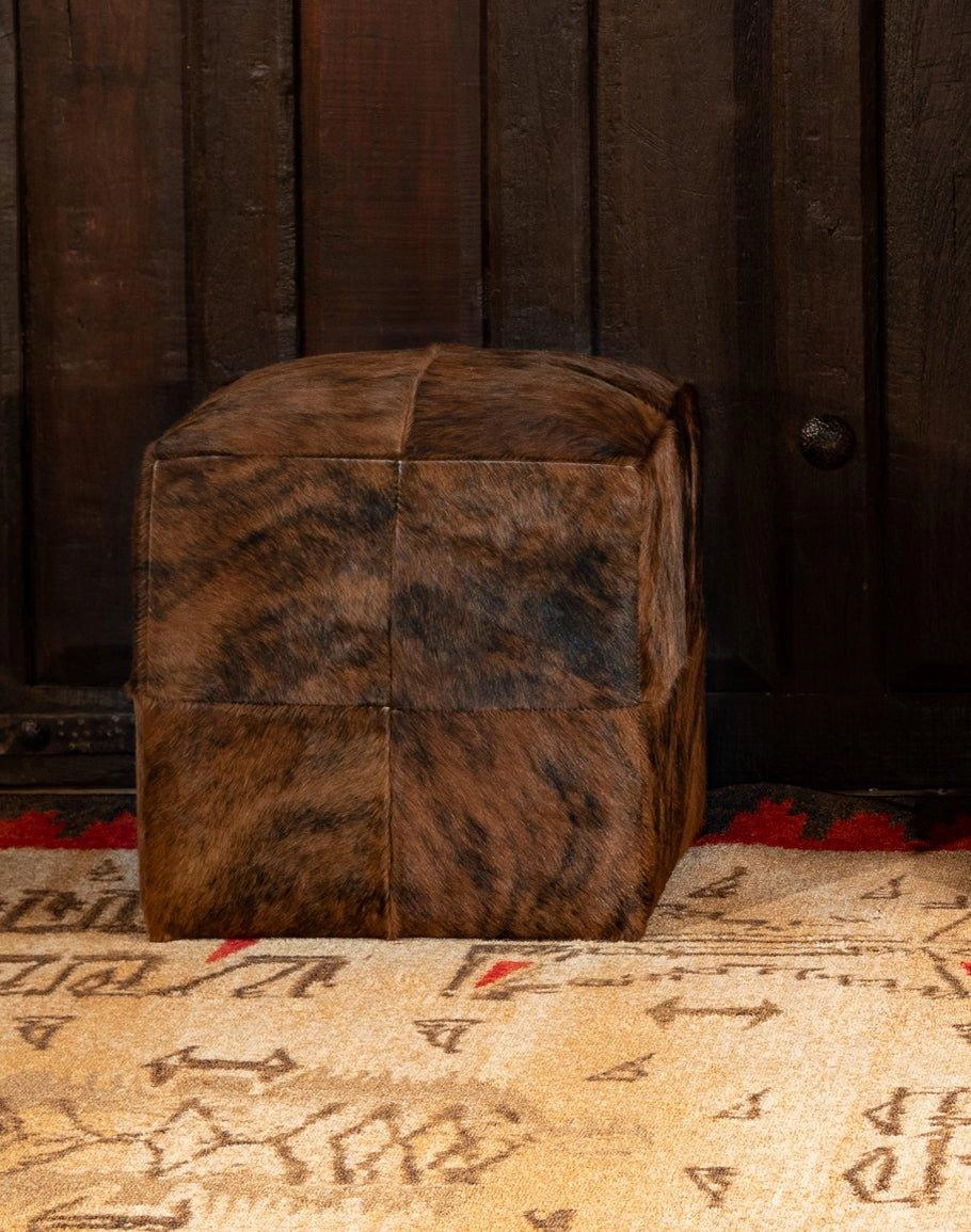 Quatro Panel Cowhide Cube Ottoman