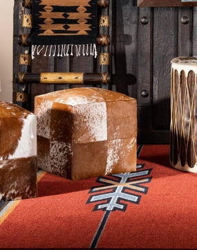 Quatro Panel Cowhide Cube Ottoman table runner, placemat