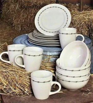 Ranch Style Dinnerware w/ Barbed Wire toilet seat cover, slow close seat