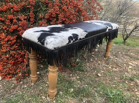 Ranch House Resting Bench - Black & White table runner, placemat
