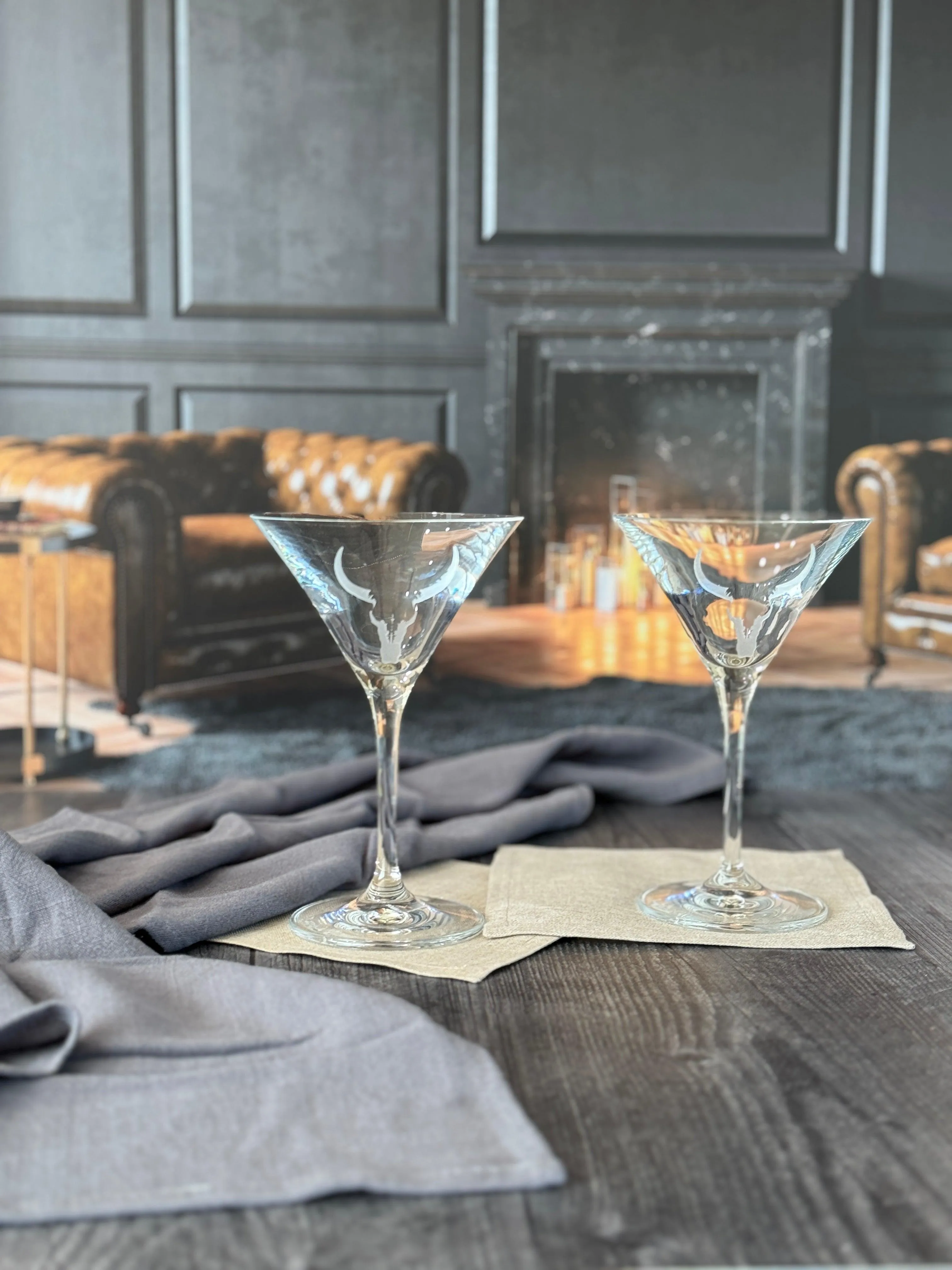 Ravenscroft Crystal Martini Glasses - Longhorn
