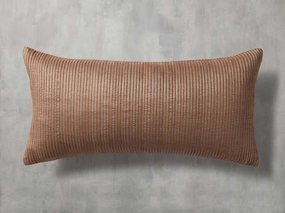 Raw Silk Ribbed Lumbar Pillow Cover in Clay